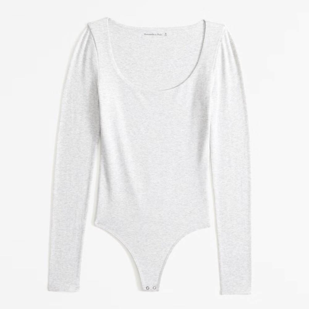 ABERCROMBIE Long-Sleeve Cotton-Blend Seamless Fabric Scoopneck Bodysuit